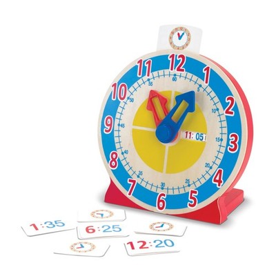 Melissa & Doug Turn & Tell Wooden Clock Toy  12+ Reversible Activity Cards
