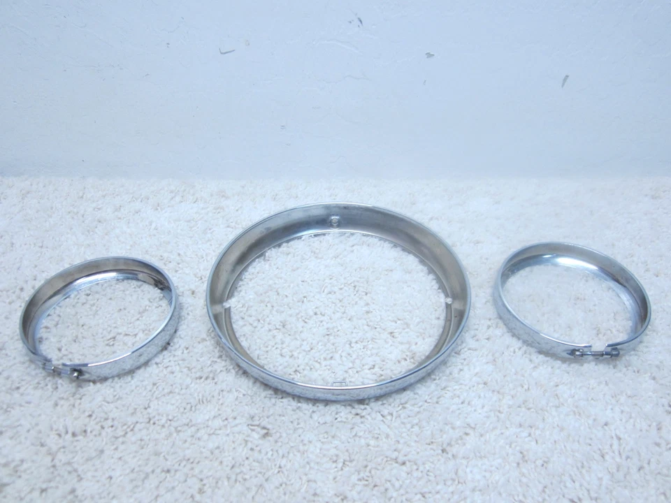 JUEGO DE BISEL DE FAROS DE 3 PIEZAS HARLEY DAVIDSON ROAD KING/TOURING OEM #1H-9 Foto 2 de 2