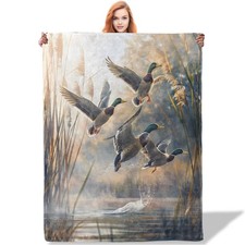 Duck Throw Blanket 50"x60", Waterfowl Takeoff Theme Blankets for Living Room ...