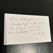 Len Calligaro ‘40-43 Wisc. FB/QB, ‘44 NYG, ‘46-47 Jersey City Giants, died’11