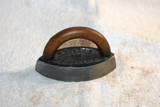Antique Miniature Sad Iron THE PEARL Salesman Sample Cast Iron Wood Handle