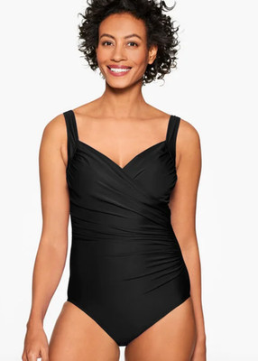 NEW MIRACLESUIT X TALBOTS BLACK SANIBEL ONE PIECE SWIMSUIT SZ 10