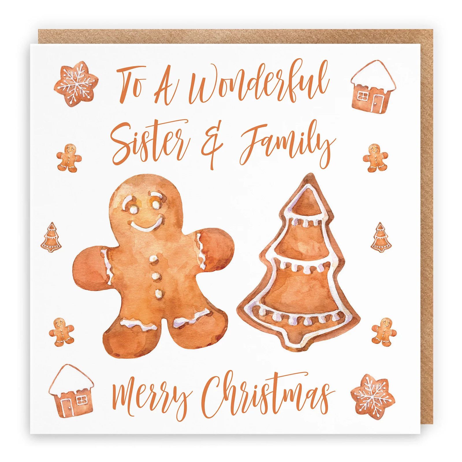 Sister And Family Christmas Card Gingerbread