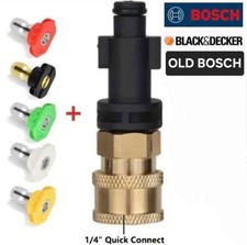  1/4 OLD Bosch Black & Decker Pressure Washer Adapter Quick Connect 5 Nozzles