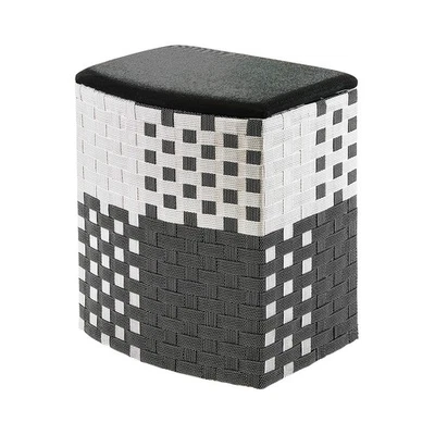 Wäschebehälter Wäschesammler Wäschekorb - Nylon - schwarz-weiß - 44 x 32 x 52cm - Bild 1 von 4