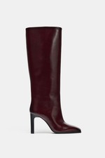 STIVALI ZARA BORDEAUX TACCO ALTO AL GINOCCHIO - REF 1016/610 - TAGLIA UK 5