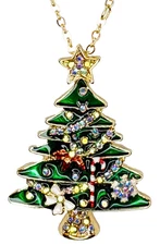 Kirks Folly Oh! Christmas Tree Necklace goldtone