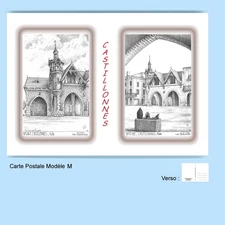 CP M 47067-122 POSTCARD 2 DRAWINGS 47 CASTILLONNES
