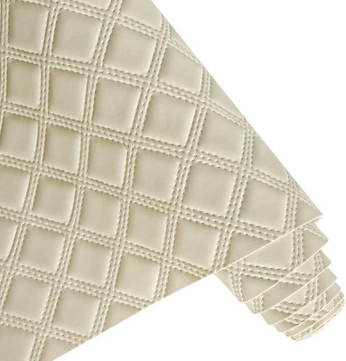| Solid Plaid Embossed Faux Leather Fabric, 16''×54'' Soft Durable Synthetic Pleat