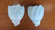 Vintage Empire pair of ceramic green art deco wall pockets 