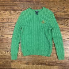 Lauren Ralph Lauren Sweater Cable Knit Green Cotton Women's Size Medium
