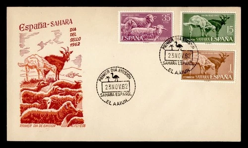 DR WHO 1962 SPANISH SAHARA FDC ANIMAL COMBO STAMP DAY M76491