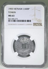 1905 Vietnam Tonkin 1/600 Piastre, NGC MS 63, 075