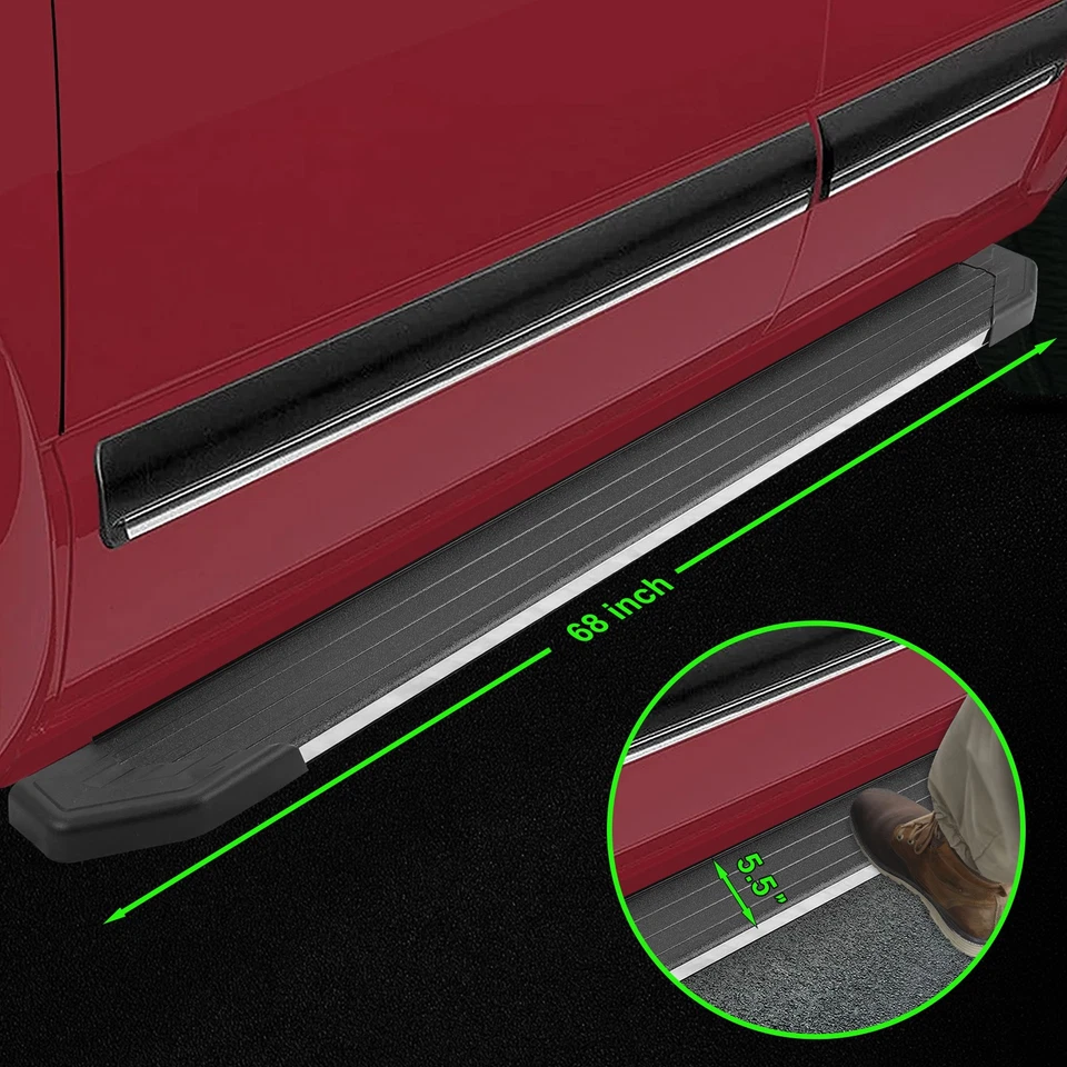 5.5" Running Boards For 11-21 Jeep Grand Cherokee Nerf Bars BLK Aluminum+SS Edge Foto 4 de 4