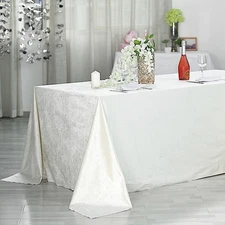 IVORY 90"x156" Premium Velvet Rectangular Tablecloth Wedding Party Event Linens