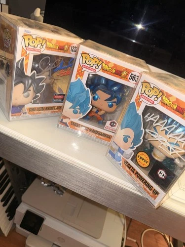 Funko Pop! Animation Vinyl Lot Goku Vegeta Exclusive Autographed PSA