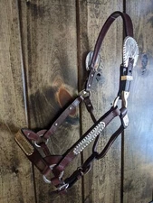 Dark Oil Yearling Show Halter - Congress Cut Silver - Matching Lead Shank