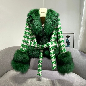 green houndstooth coat