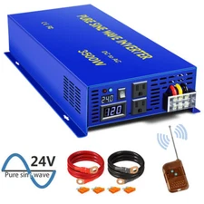 Power Inverter 3500W Pure Sine Wave Inverter 24v DC to 110v 120V AC with Remote