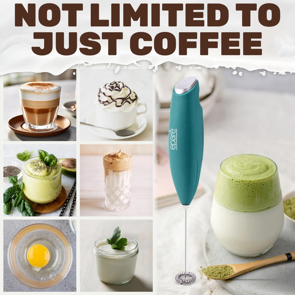 Milk Frother - Coffee Drink Mixer - Handheld Electric Foamer Wand - Latte Ble...