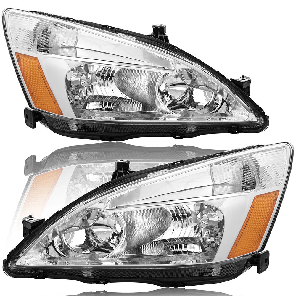 Fits 2003-2007 Honda Accord 2/4Dr Headlights Assembly Pair Replacement  Headlamps