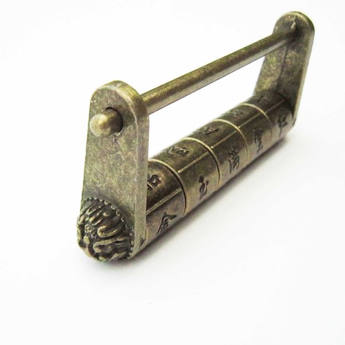 Vintage Antique Chinese Old Style Jewelry Chest Box Code Password Lock Padlock - Picture 10 of 10