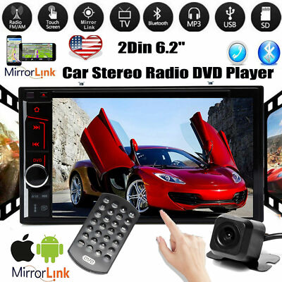 2Din Car Stereo CD DVD Player Touchscreen Radio Bluetooth AM FM USB+Rear Camera