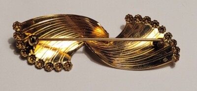 Broche Vintage Plaqué Or Jaune - Motif Filigrane #K14 - Bijou Rétro élégant