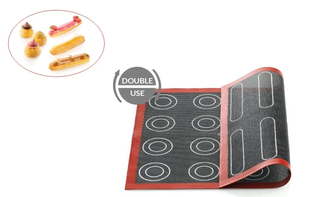 Confezione da 2 tappetini da forno in silicone microforati, bifacciali, antiaderenti, resistenti al calore e riutilizzabili per macaron, soufflé, pizza (40 x 30 cm