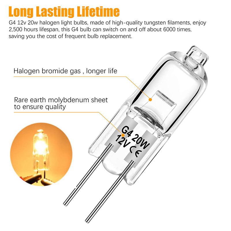 20 Pack Watt T3 G4 Base 12 Volt 2500 Hours Light Bulb 20W 120V Landscape