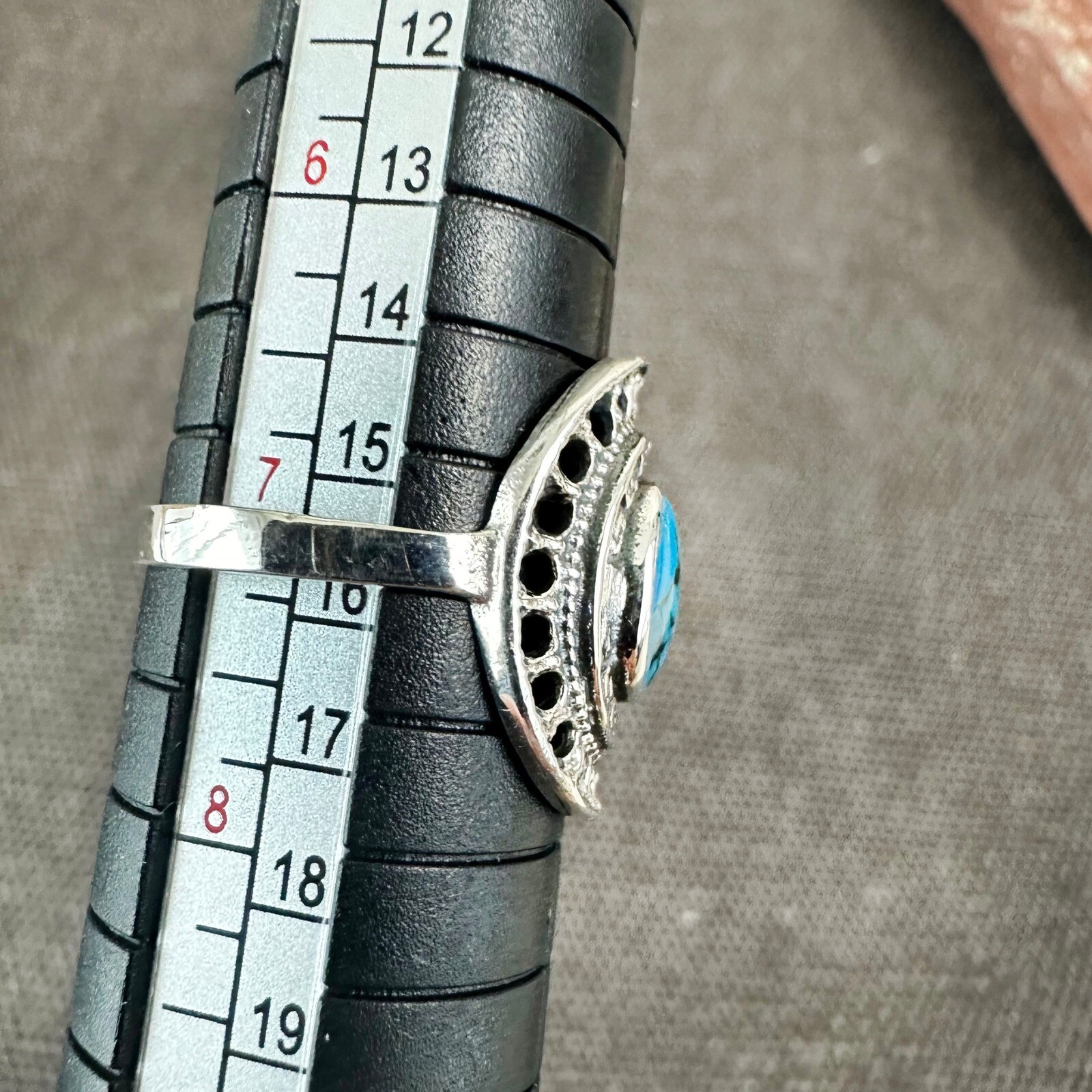 Turquoise Ring Sterling Silver Statement Ring Boh… - image 6