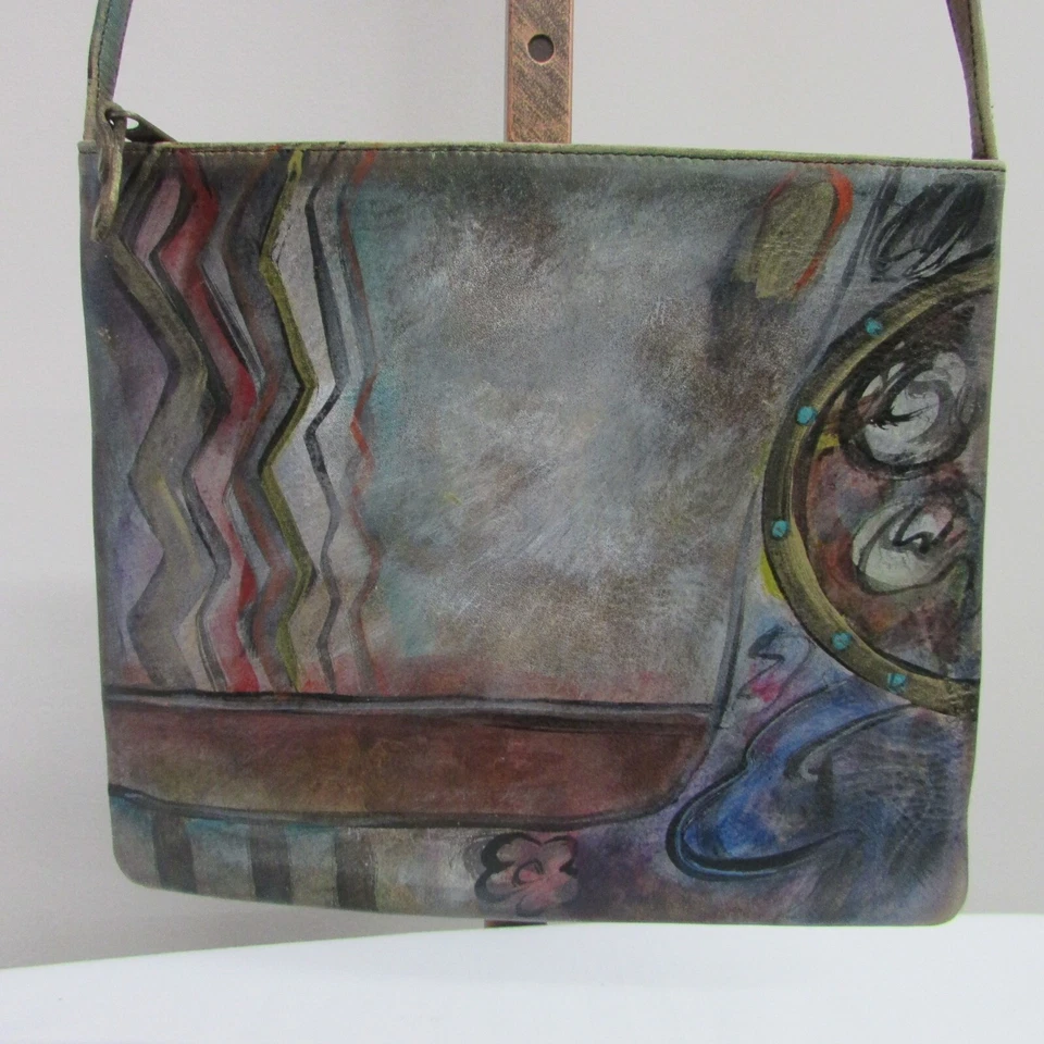 Bolso Bandolera Jane Yoo Para Mujer Usable Arte Cartera, Vintage Zig Pintado a Mano Foto 2 de 4