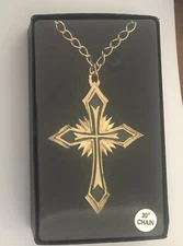 Black and Goldtone Cross 30" Chain JPI Necklace Costume Accessory