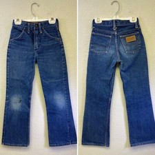 1960s 70s Wrangler Boys Vintage Jeans Pants Size 11 Slim Kids NO ZIPPER