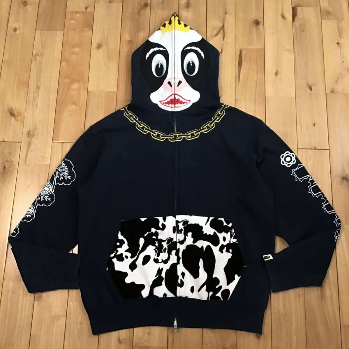 エイプ　ホルスタイン　パーカー　Mサイズ　アベイシングエイプ　ベイプ　NIGO BAPE Navy Holstein full zip hoodie a bathing ape NIGO cow Size M