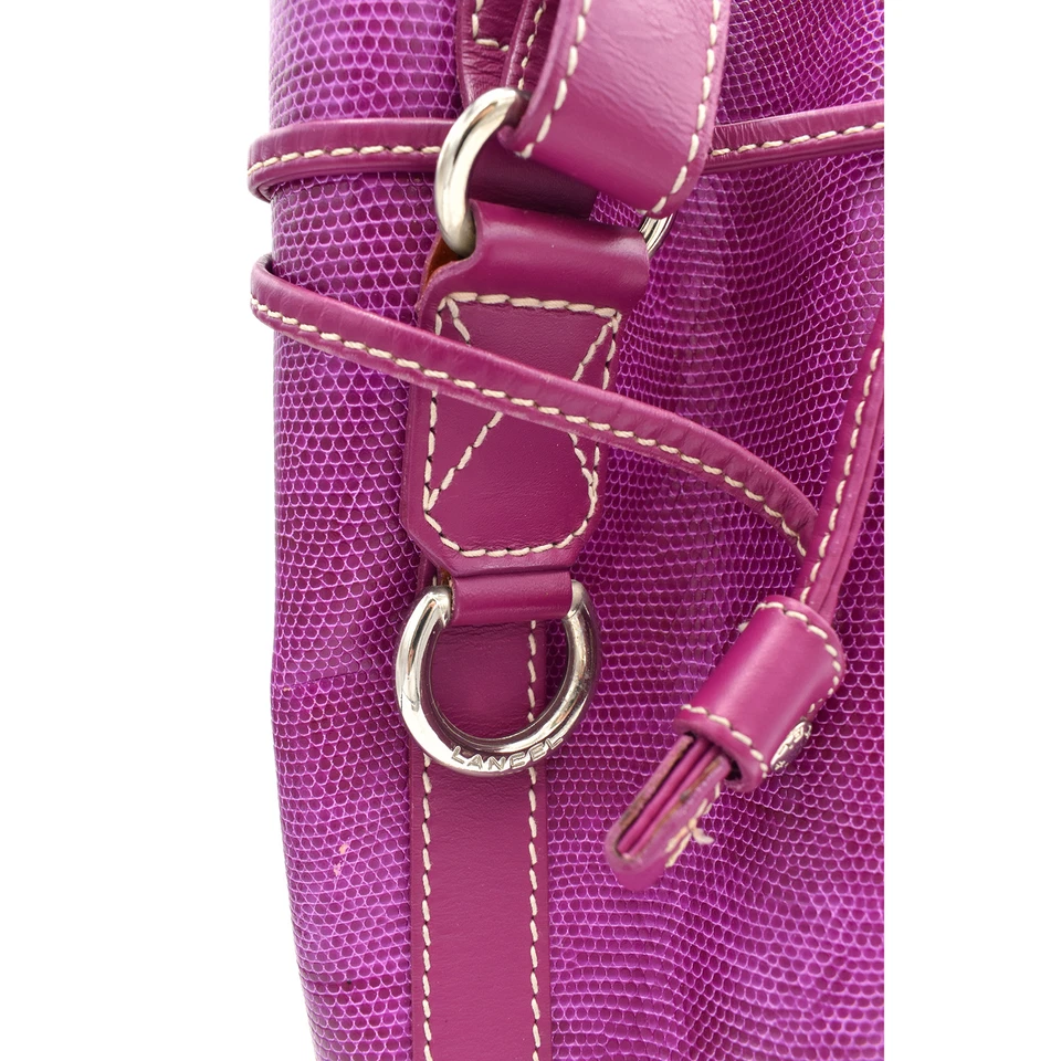 Bolsa balde tiracolo Lancel França pele de lagarto magenta couro em relevo - Imagem 2 de 4