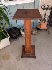 Mission Oak Arts Crafts Style Pedestal Plant Stand Early 20th Century 