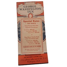 Vintage George Washington Inn Washington DC Hotel Brochure Ephemera Capitol Hill