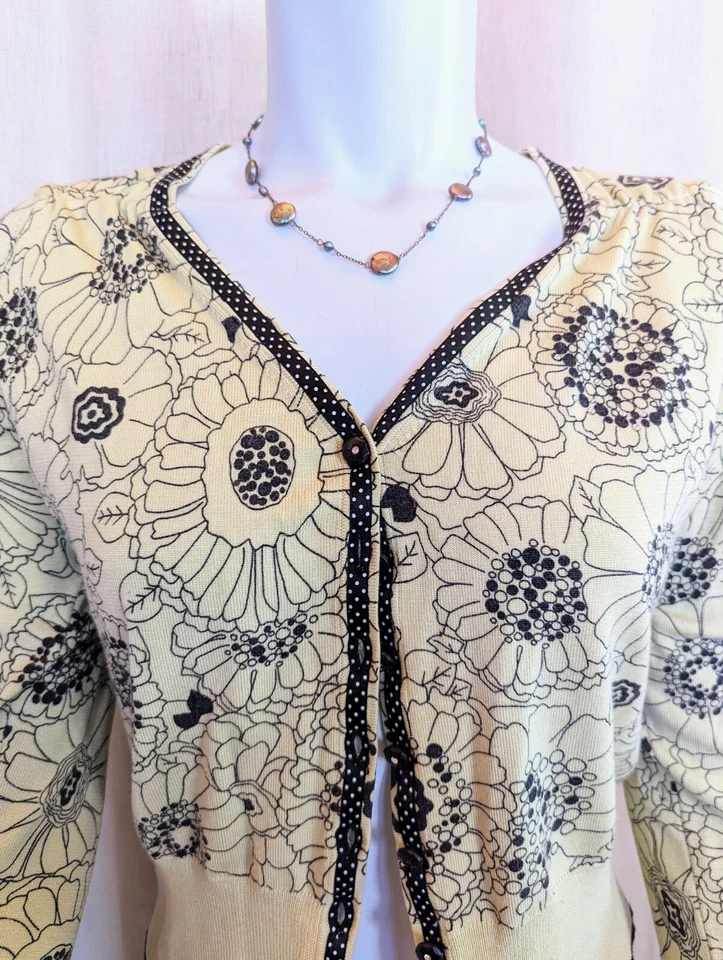 Suéter Valerie Stevens PM Estrás Retro Floral Seda, Mezcla Algodón ¡Dulce! Foto 3 de 4