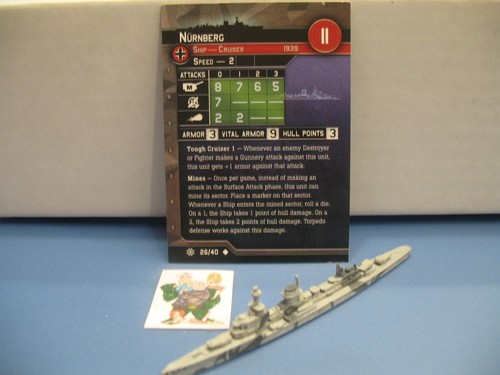 =Axis Allies War at Sea CONDITION ZEBRA Nurnberg 26/40 with card=