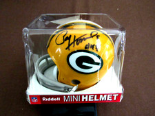 PAUL HORNUNG GREEN BAY PACKERS HOF SIGNED AUTO MINI 2-BAR RIDDELL HELMET JSA BOX