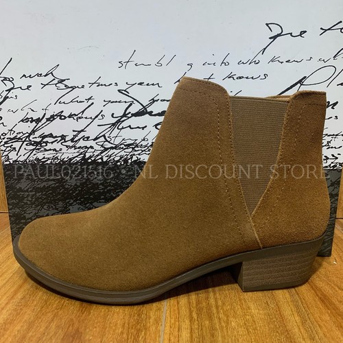 KENSIE Women's Gazelle Suede Ankle Bootie Short Heel Boots Brown