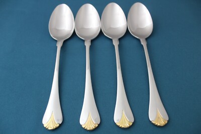Yamazaki CARA GOLD Place Oval Soup Spoons (Set of 4) 18/8 Stainless Japan 7 1/2''
