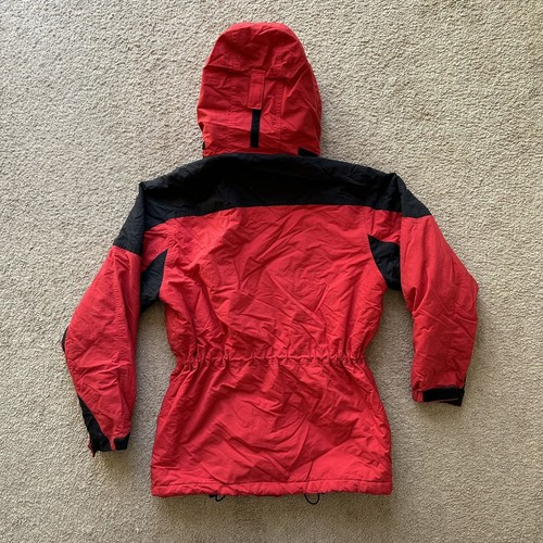 LL Bean Jacket Women's Small Full Zip Hooded Nylon Red Black Insulated - Picture 2 of 13