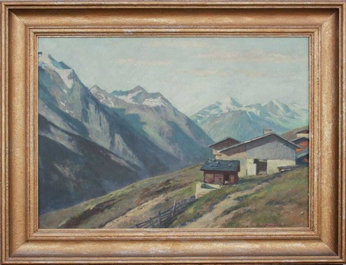 Georg Peter Schupp München - Alm in den Stubaier Bergen Ölgemälde
