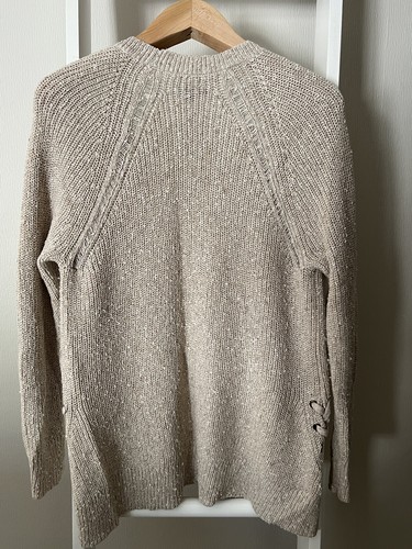 American Eagle Cardigan Womens Medium Tan Cream Gold Metallic - Picture 10 of 11