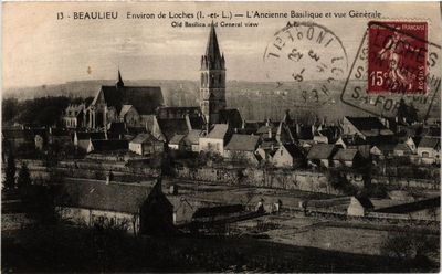 Old postcard BEAULIEU Environ de LOCHES - The Old Basilica and General View (253490)