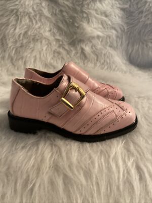 Roberto Chillini Pink Square Toe Alligator Style Dress Shoes Boys Size 