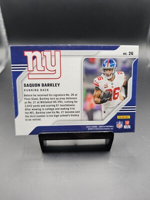 2023 Panini Zenith #26 Saquon Barkley Behind The Numbers - New