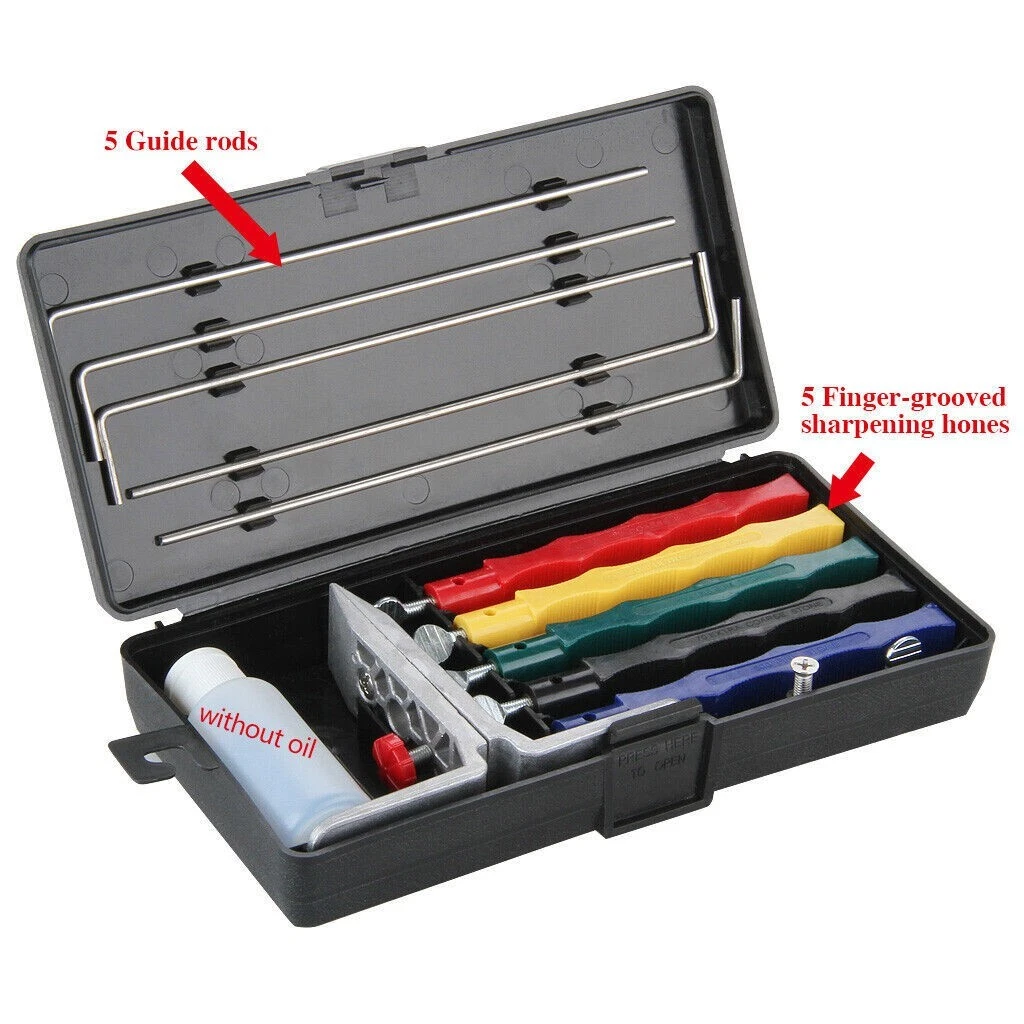 New Controlled Angle Knife Sharpening System 5 Stone Sharpener Plastic